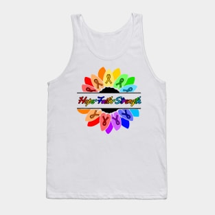 Rainbow Hope•Faith•Strength Sunflower Awareness Ribbon Tank Top